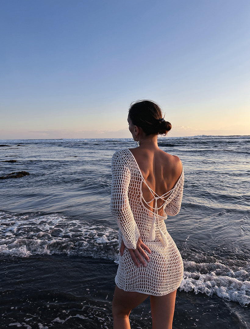 Short Backless Crochet Dress